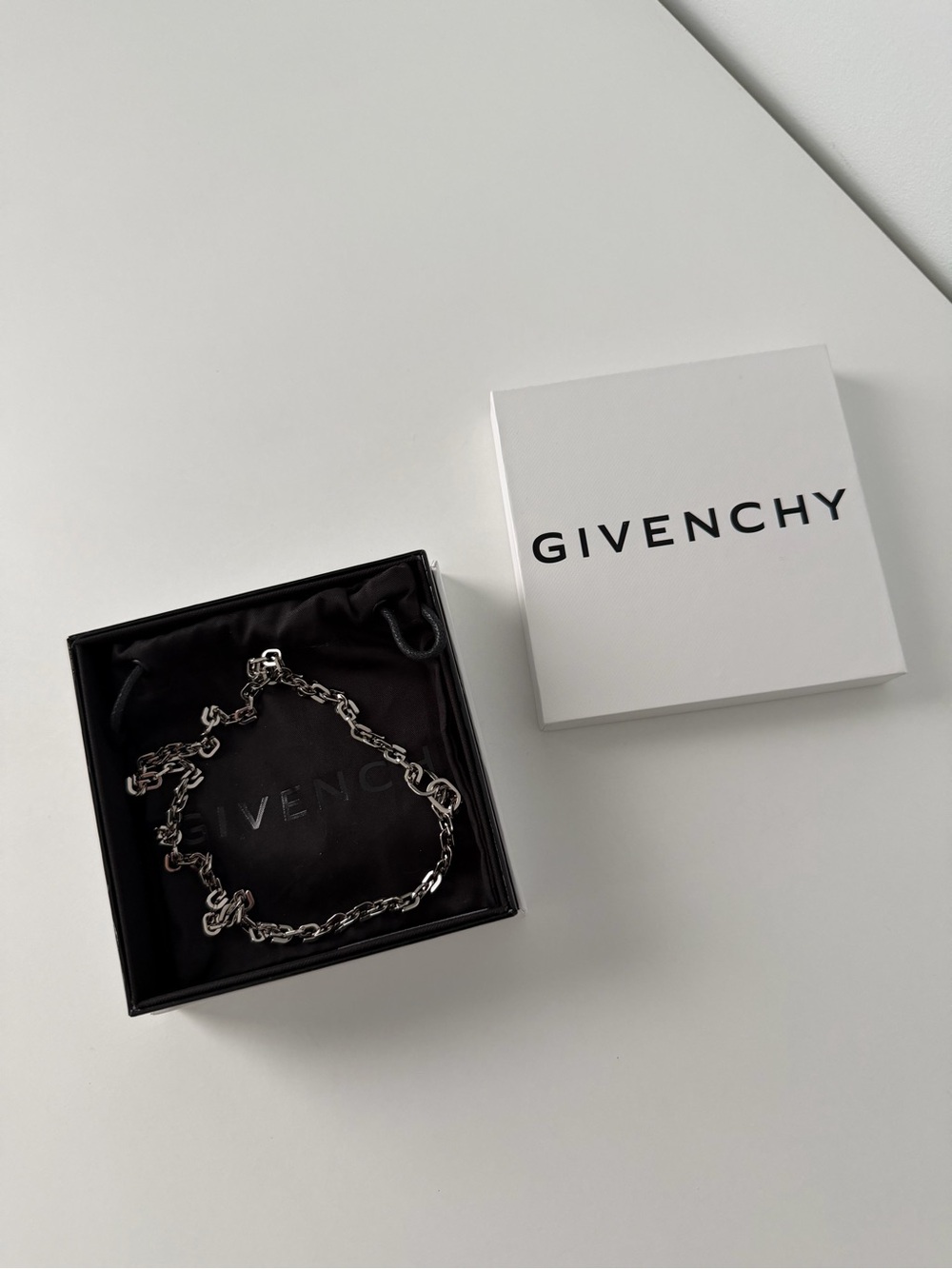 Givenchy Silver Men's G Link Chain Necklace